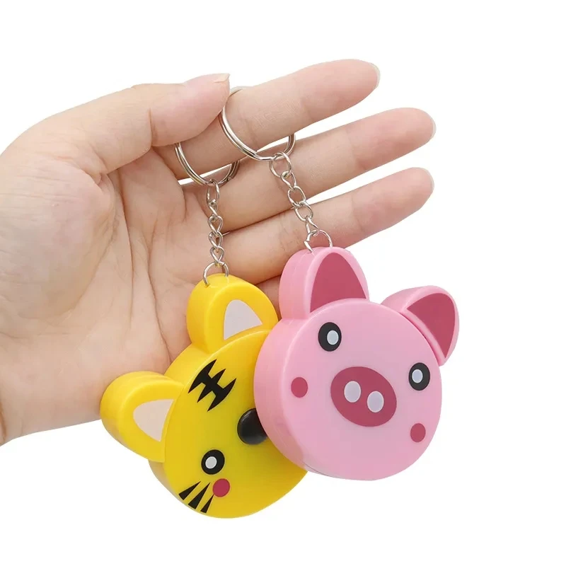 0-150cm 0-60 Inch Mini Portable Cute Animal Shape Key Ring Automatic Tape Measure Cartoon Tape Measure