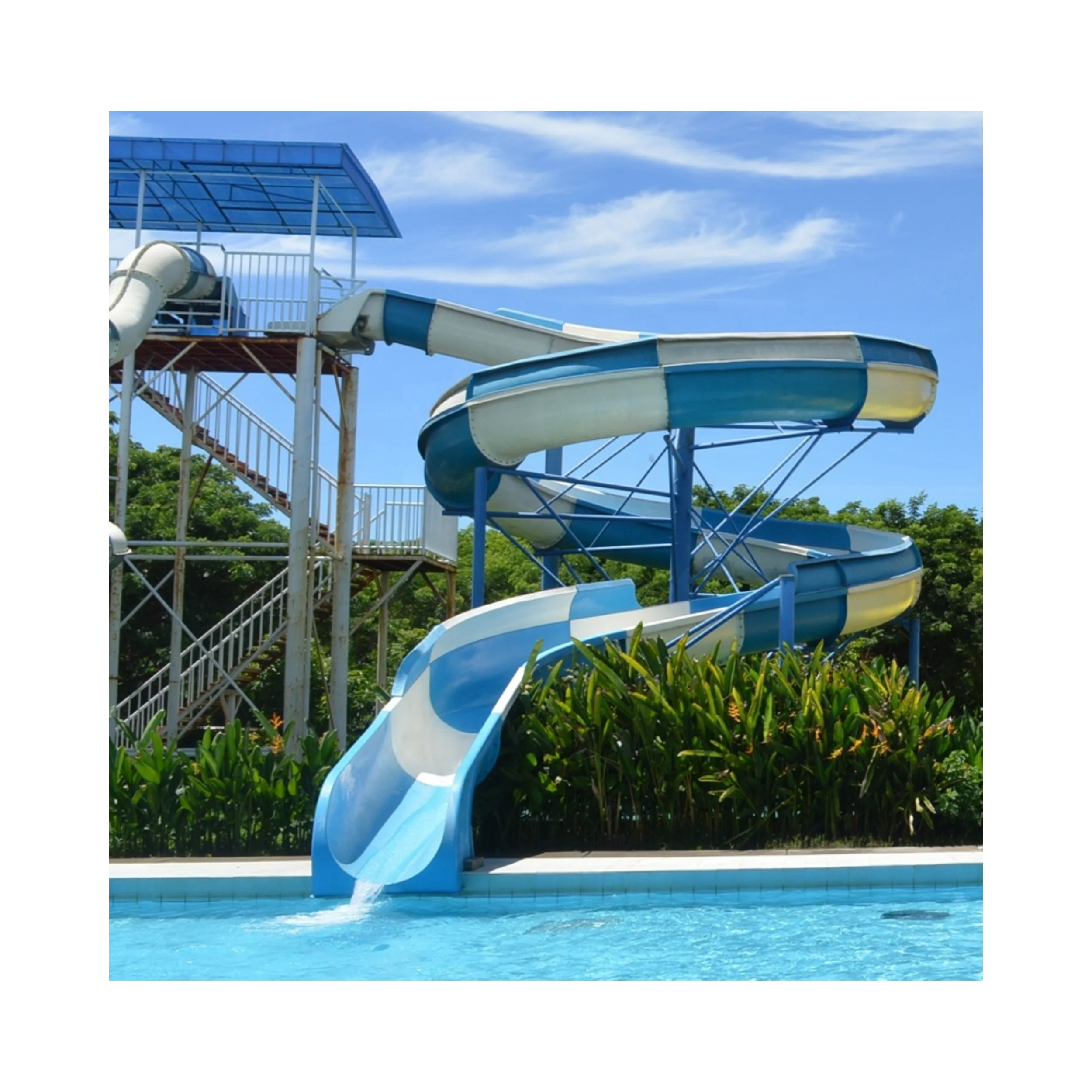 Commercial water park equipment private fiberglass spiral pool slide for sale