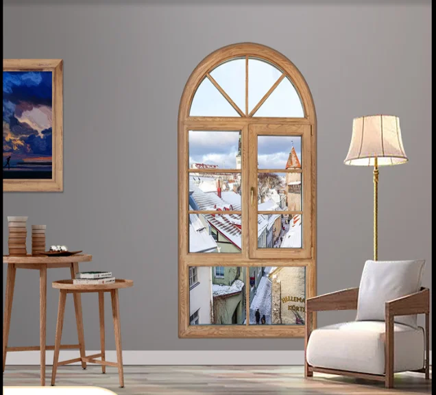 LongTai (Rokee)  aluminum clad wood windows aluminum swing window with stainless steel gauze for house for villa real estate