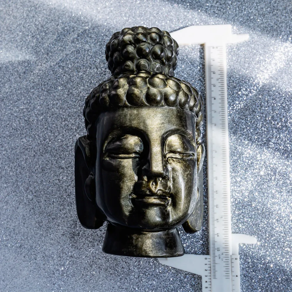 High Quality Crystal Crafts Gemstone Golden Obsidian Buddha Head Skulls Natural Crystal Stone
