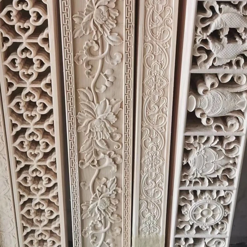 Solid wood antique carved wood mouldings decorative beech Mandala carved wood molding