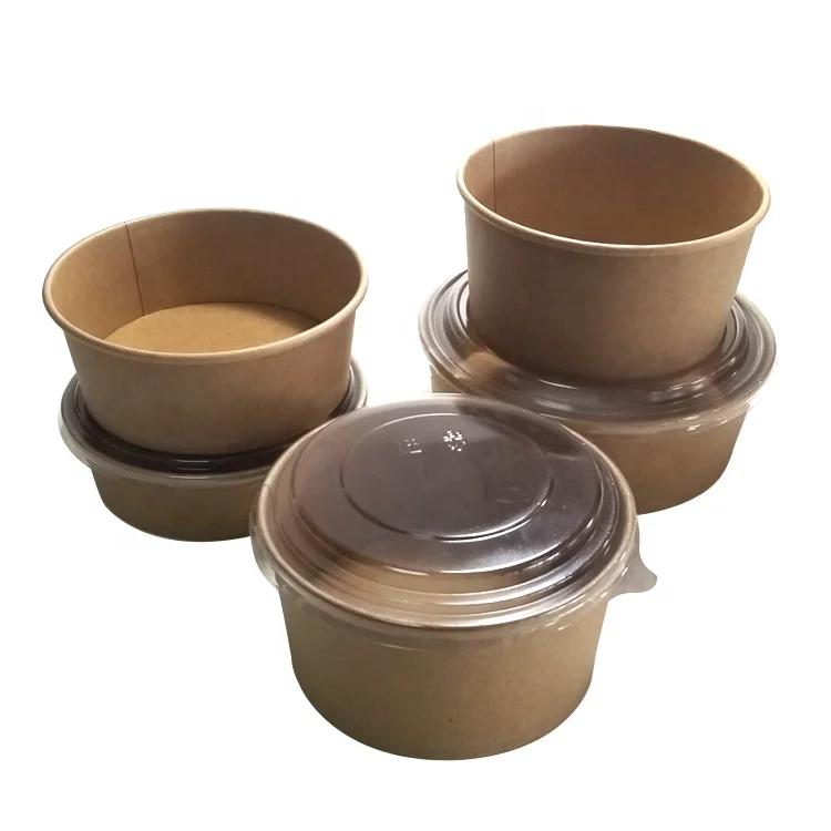 
High Quality Disposable Kraft Paper Bowl Take Away Salad Bowl with Lid 1000ml 