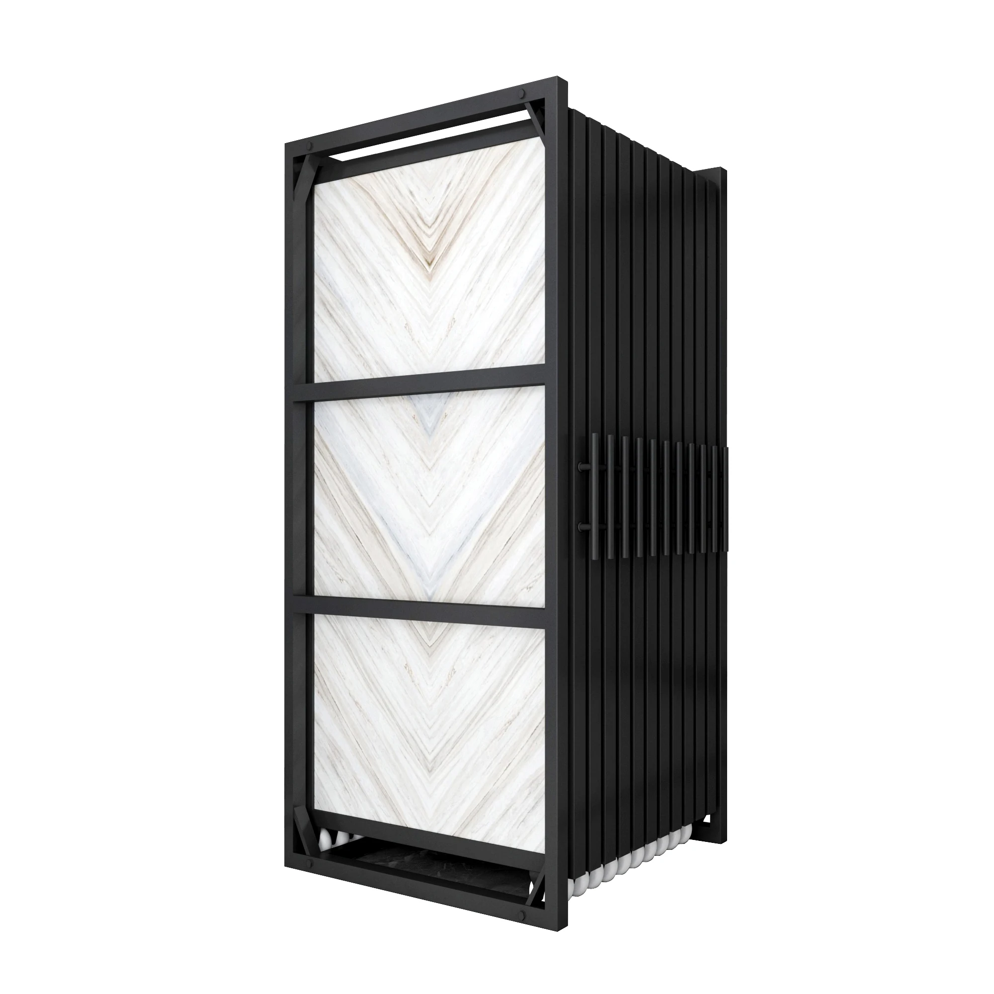 Customized Push-pull Type Ceramic Tile Double-sided  Display Rack Porcelain Chip Shelf