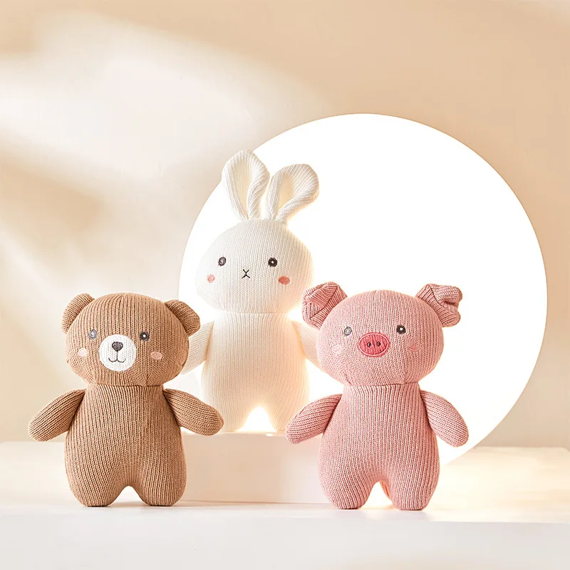 new arrival cotton knitting cute little animal rabbit elephant elk panda pig comfort plush toys