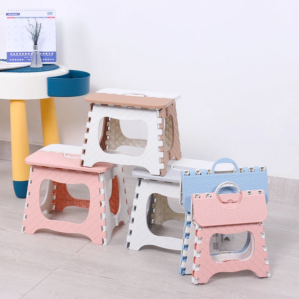 Hot Sale Foldable Lightweight Sturdy Plastic Folding Step Stool Multi Purpose Home furniture easy Storage Foldable plastic Chair