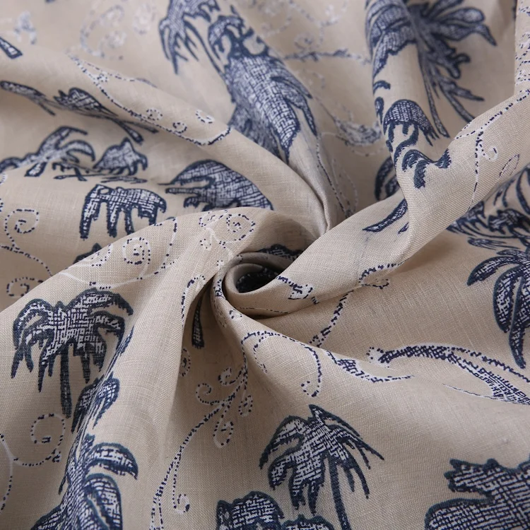 Factory supply hemp floral printing cotton linen fabric accept customized