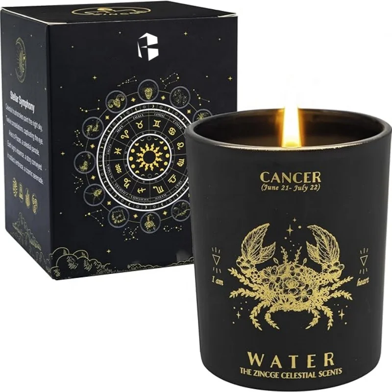 Hot Selling Unique Design Aromatherapy Soy Wax Luxury Zodiac Sign Scented Candle with Box