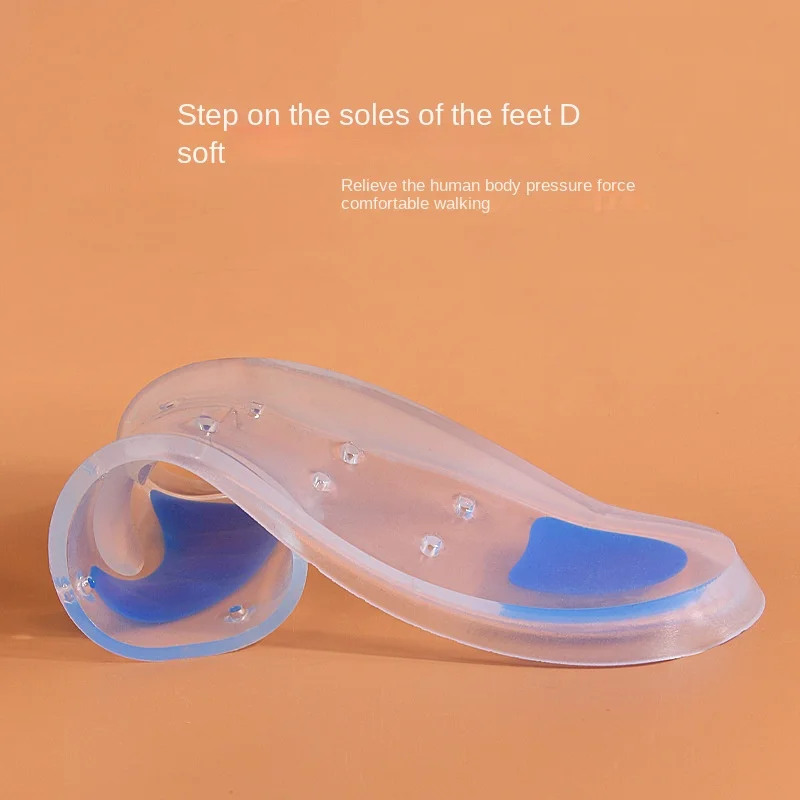 Transparent Real Silicone Insole Soft Shock Absorbing Full Padded Plantar Anti-Pain Arch Support Sports Massage