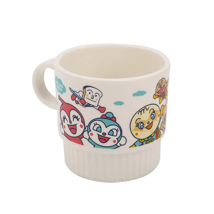 Wholesale BPA-Free Reusable Plastic Coffee Cup Non-Breakable Anime Custom Design Water Cup with Handle for Children and Kids