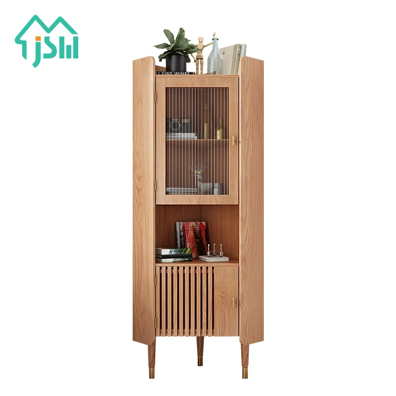 Jasiway Japanese Style Furniture Wood Triangle Wine Wall Bar Cabinet Living Room Cabinets