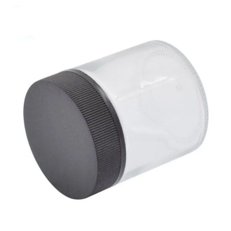 Child proof frosted glass jar bottle black lid from glass jar manufacturers China