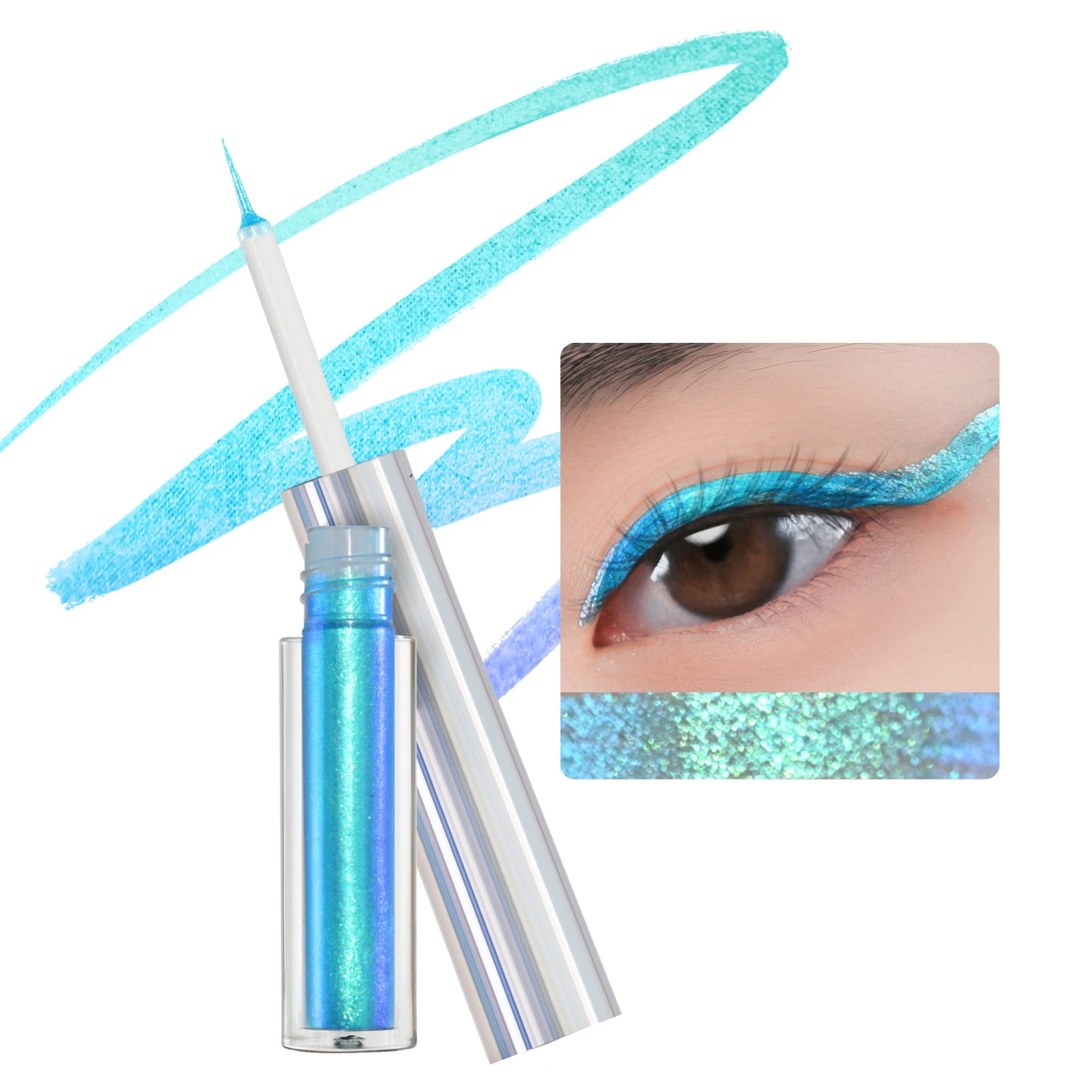 Wholesale  Shiny Metallic Eye Liner Chameleons Multi Chrome Eyeliner Liquid Pearl Gloss Color Aurora Glitter Eyes Makeup