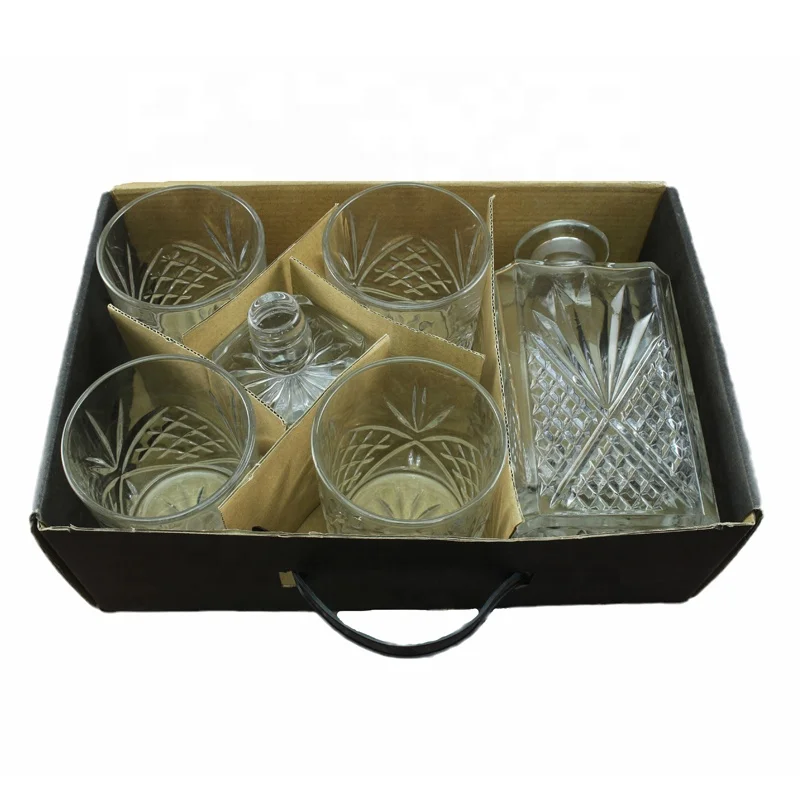 750ml Spot Cheap Goods Four Glass Set Gift Box Crystal Whiskey Bottle Whiskey Set