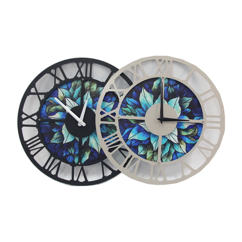 Luxury Round 15.7inch Retro Design Metal Wall Decoration Wall Art Clocks Custom Wall Clocks For Home Decor