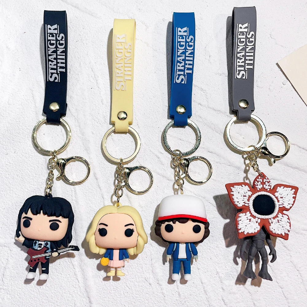 Stranger Rafflesia Spp Monster Keychains Eleven Dustin Silicone Pendant Keyrings 11 Doll Car Key Holder for Backpack Jewelry