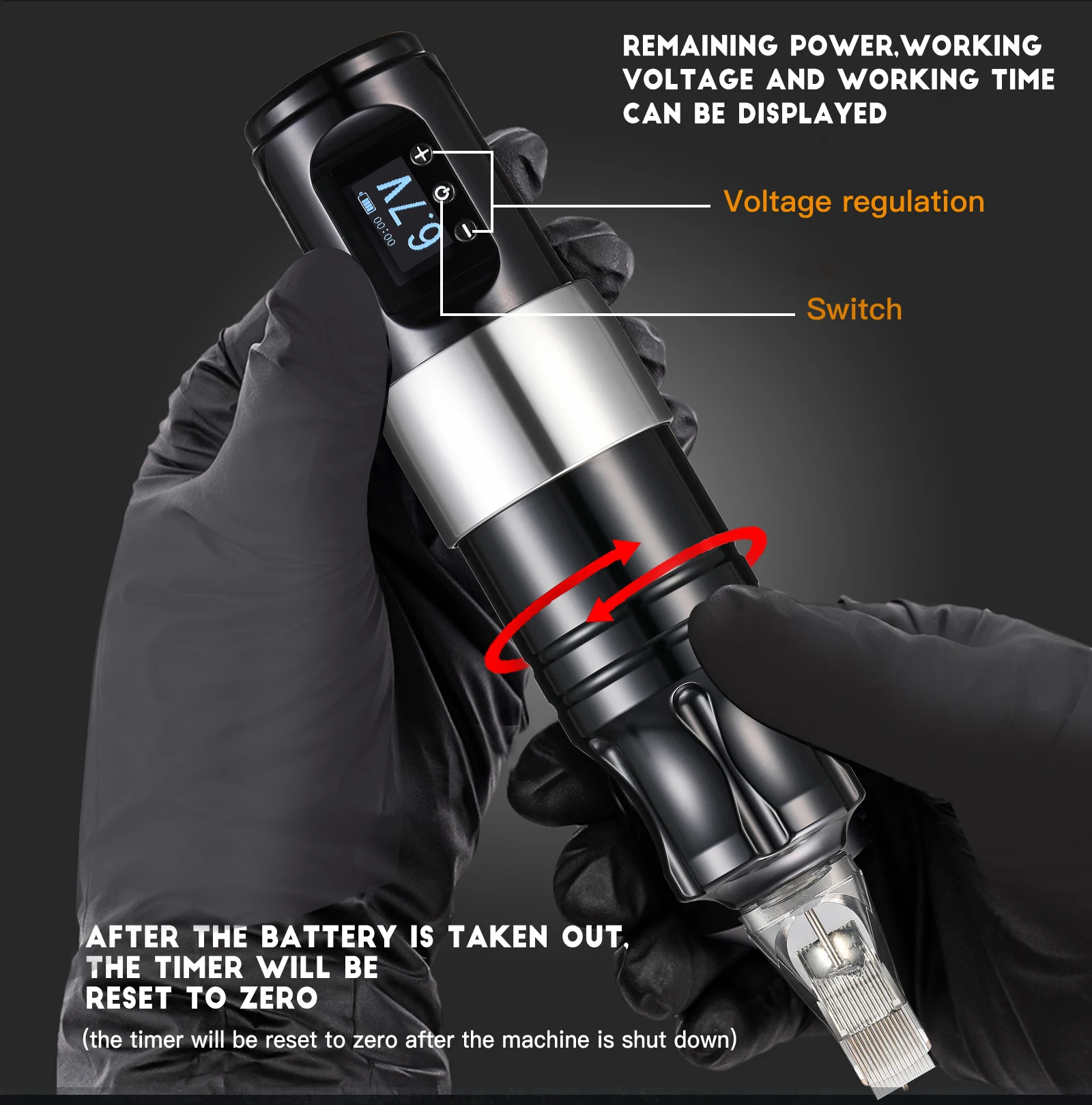 Rechargeable Rotary Wireless Tattoo Pen Machine High Capacity Battery Wireless Tattoo Machine Pen Tattoo Gun Electric 36.5*140mm