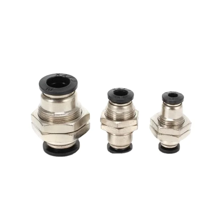 PM прямая никелированная латунная нажимная перегородка трубка-адаптер для трубки пневматические односенсорные трубные фитинги