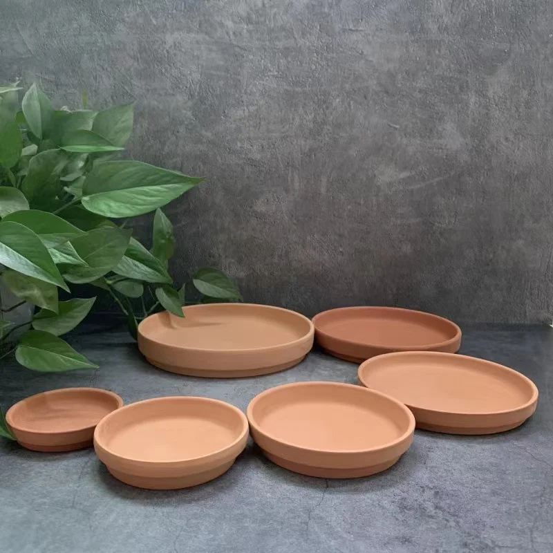 Small Terracotta Pot Plant Saucer Round Plant Pot Saucers Middle Clay Plant Tray Flower Pot with Drainage Hole