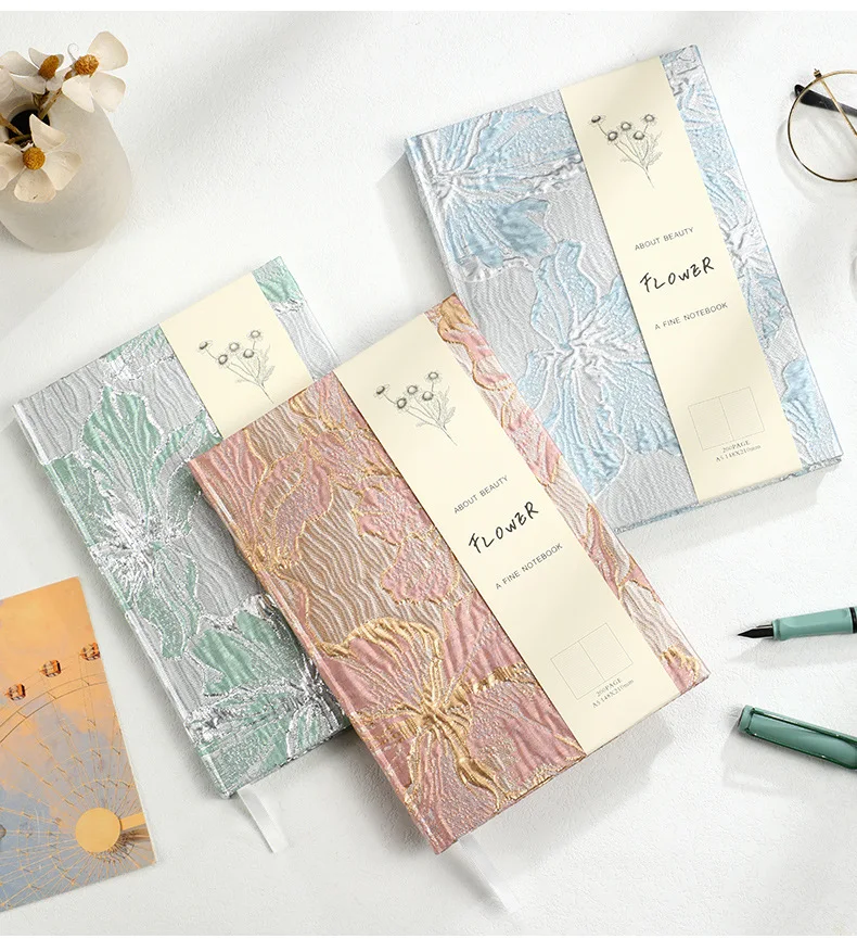 Myway Wholesale Figured Cloth Notebook A5 Journals Custom Logo Linen Cloth Hardcover Stationery Office Cute Journal Notebook