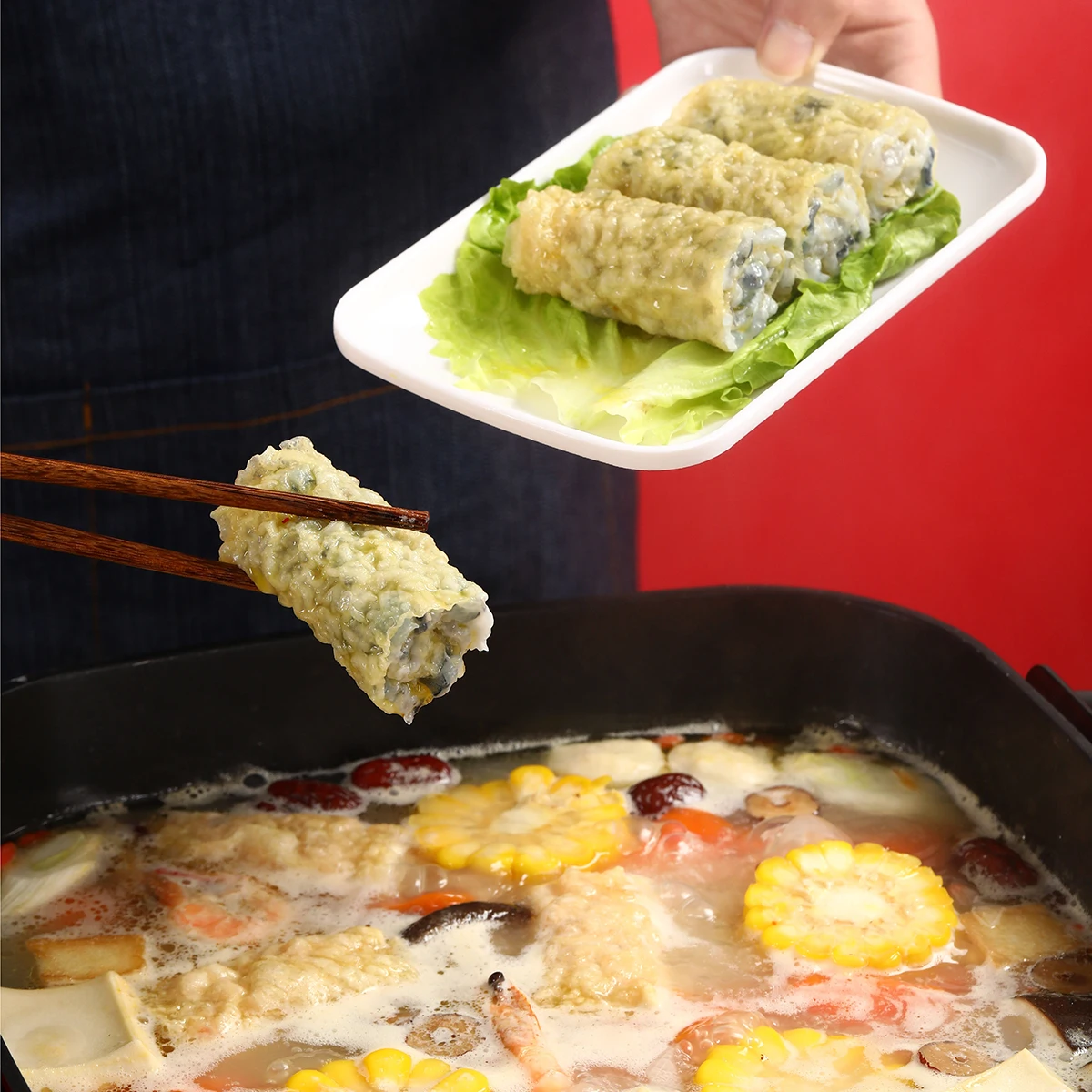 New hot sale HACCPand Fried crisp bean curd skin roll with Black Tiger shrimp slime TOFU skin hot pot foods