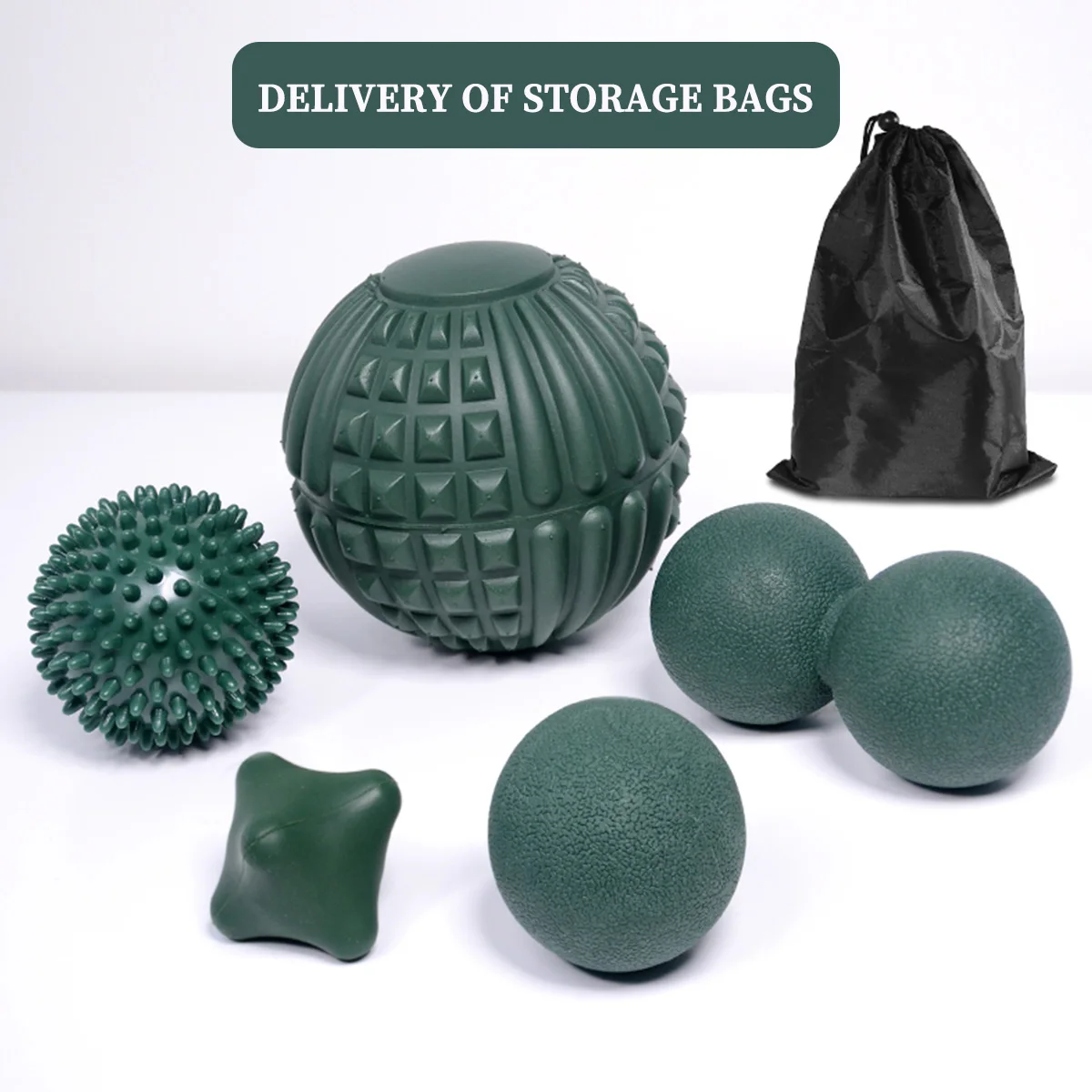 5-piece fitness flower growth hockey massage ball soft thorn roller for myofascial release and acupoint treatment
