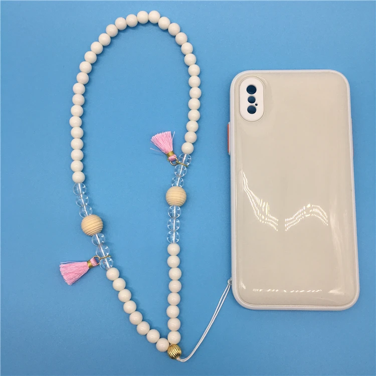 44CM Wrist Strap Acrylic Polymer Clay Beads Keychain Beaded Phone Lanyard short straps
