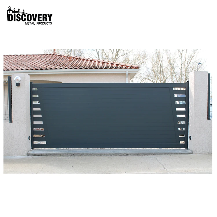 Electric automatic modern design decoration metal aluminum main motor opener sliding gate for garden