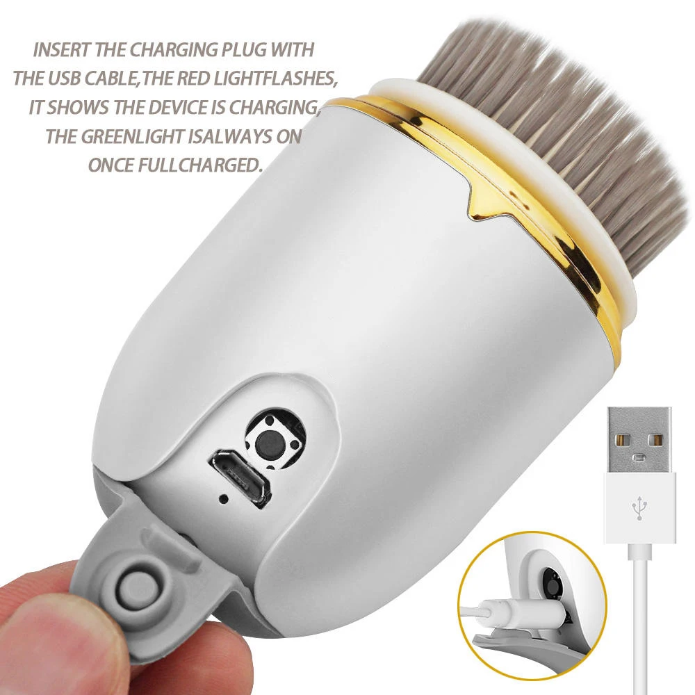 Home use 3 in 1 Rechargeable Different Replace Cleaning Heads Exfolianting Face Cleaning Brush Electric