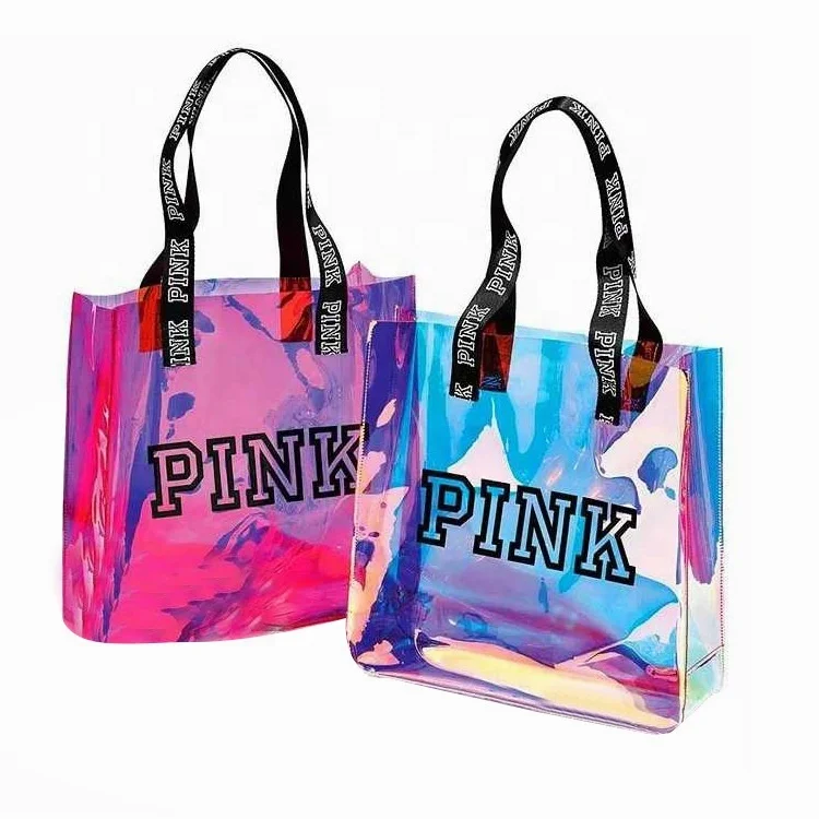 Manufacturers cosmetic pvc bag with logo Custom made plastic Material Type PVC tote Pink Shopping Pvc Big Bag