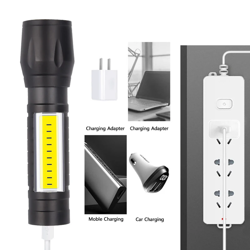 Adjustable Focus Light Torch Rechargeable zoom aluminum Linternas Usb Mini LED