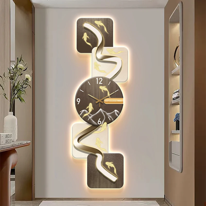 High-end luxury 3D wall art Led light abstract clock home decoration background decoration art style still life