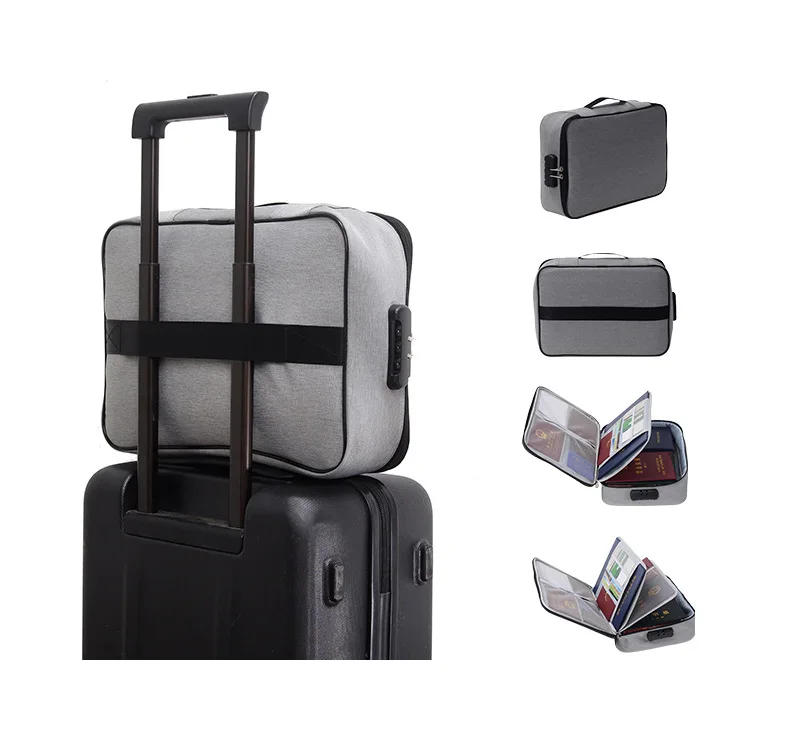 Customized document storage bag, portable travel, multi-layer passport bag, hand-held, large-capacity storage box wholesale