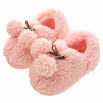 
Winter Cute Ball Children Slippers Furry Keep Warm House Shoes For Kids Wholesale 