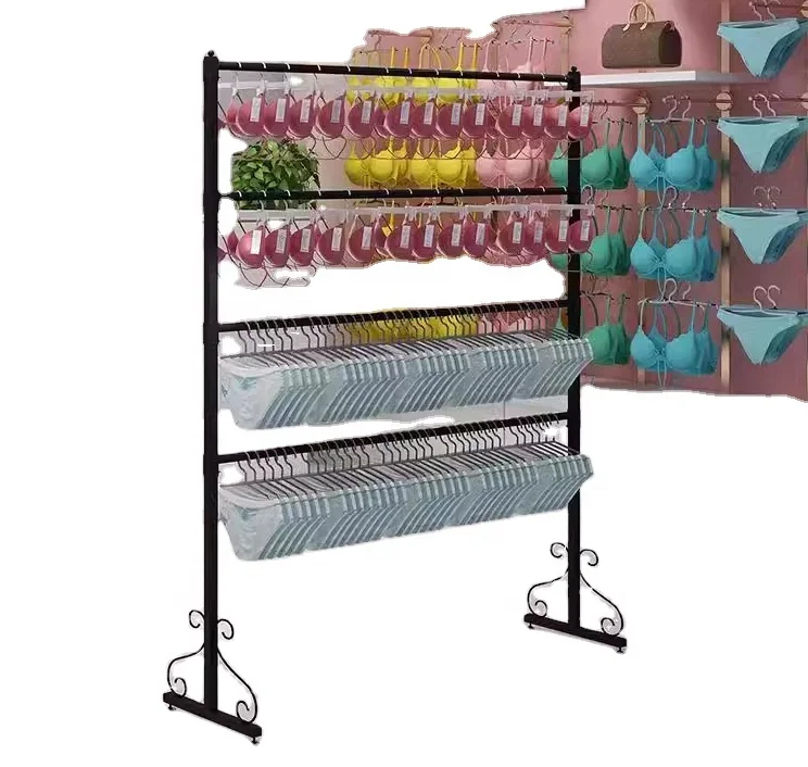 Best Selling Floor multi-function Adjustable Lifting Underwear Shorts Iron Shelf Multi-color Display Rack Underwear Store