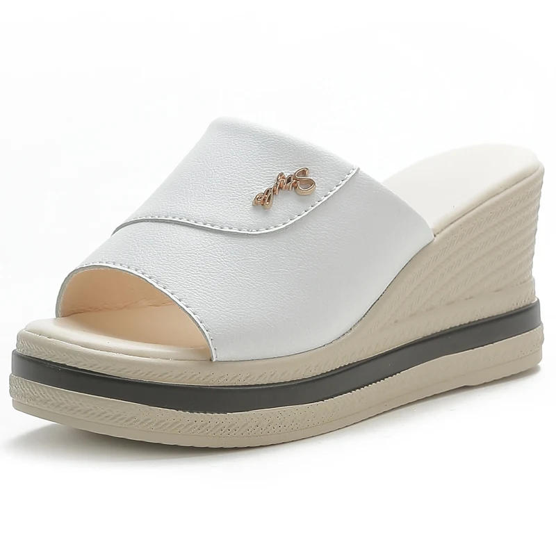 Сандалии женские с открытым носком, модная Очаровательная обувь на высокой танкетке, лето