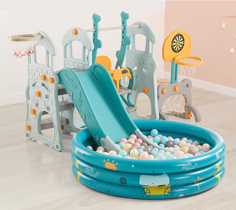 LY08501 Castle Combination Kids Plastic Slide and Swing with EN71-TUV