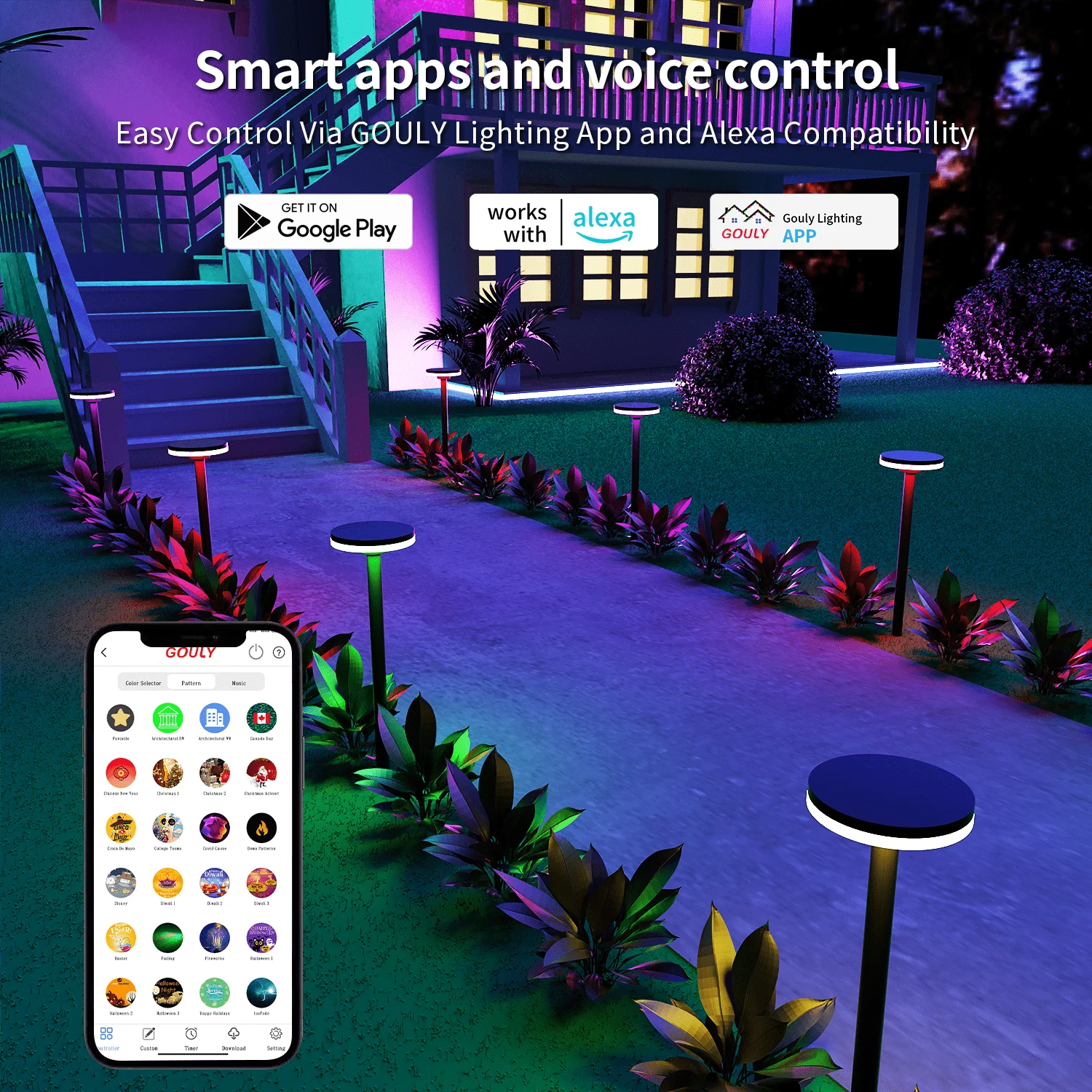 gouly Direct Sales Outdoor Garden Led Lawn Bollard Lights Ip65 Ip67 Waterproof 12w Umbrella Type Led Bollard Lawn