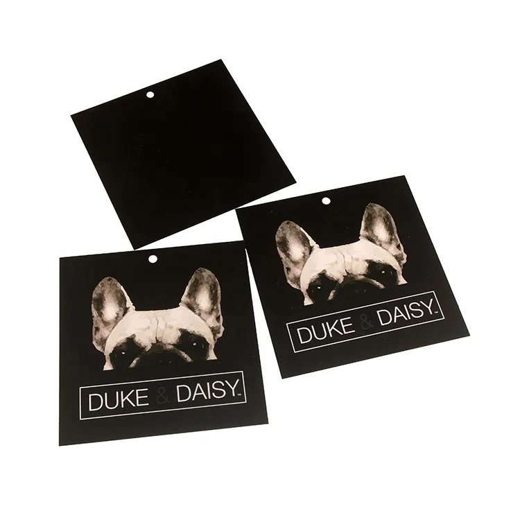 Die Cut Square Shape Custom Printed Cute Dog Animal Patterns Brand 400GSM Paper Swing Tags for Pets Accessories