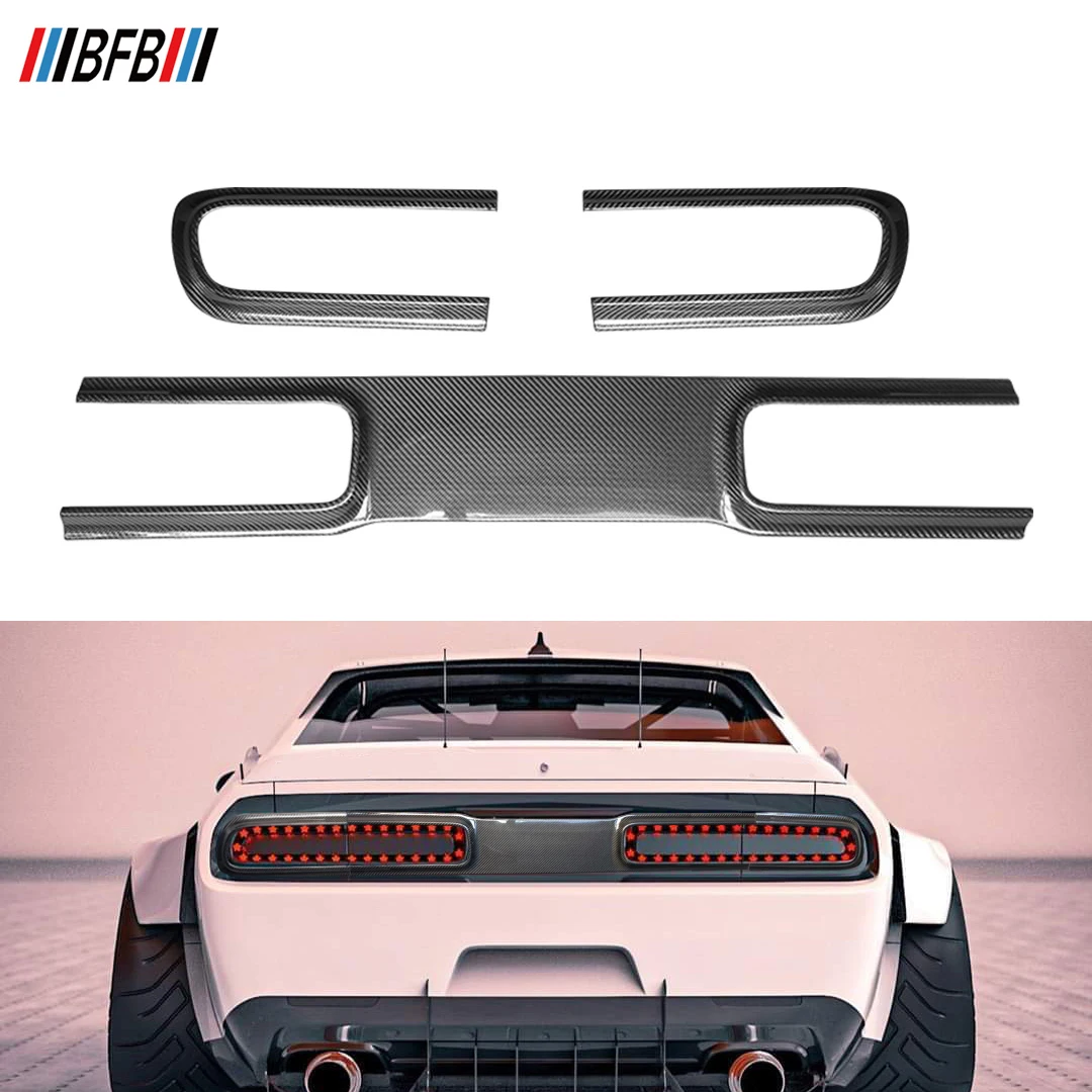 BFB Rear Lamp Cover Real Dry Carbon Fiber Frame Cover Trim For Dodge Challenger 2015-2019 3PCS