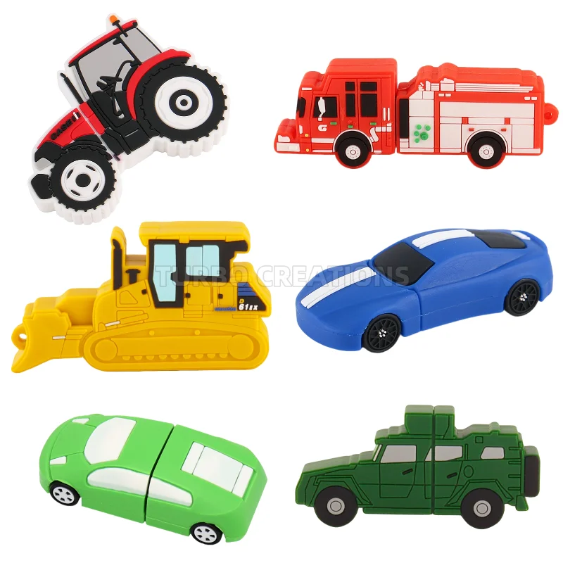 Personalized Cartoon Car PVC Rubber advertising USB Flash Drive 2D 3D Design Promotion Memory Stick 4GB 8GB 16GB Pendrive USB