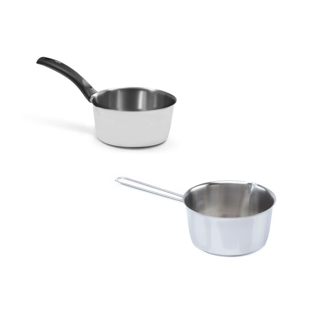 Italian-Made Classic Eco-Origin Stainless Steel Kitchen Pots Pans Set 12 cm Long Wired Handle Conical Casserole for Home Cooking