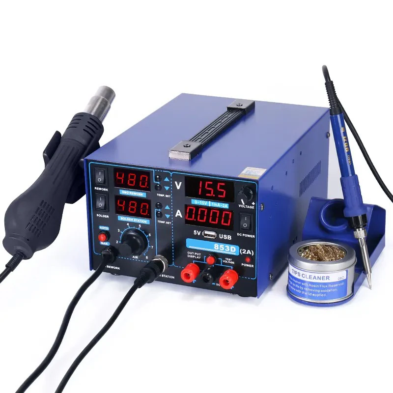 High Quality 3 In 1 Portable ESD Hot Air SMD Rework Soldering Station Professional Mobile Phone Welding Repair Soldering Station