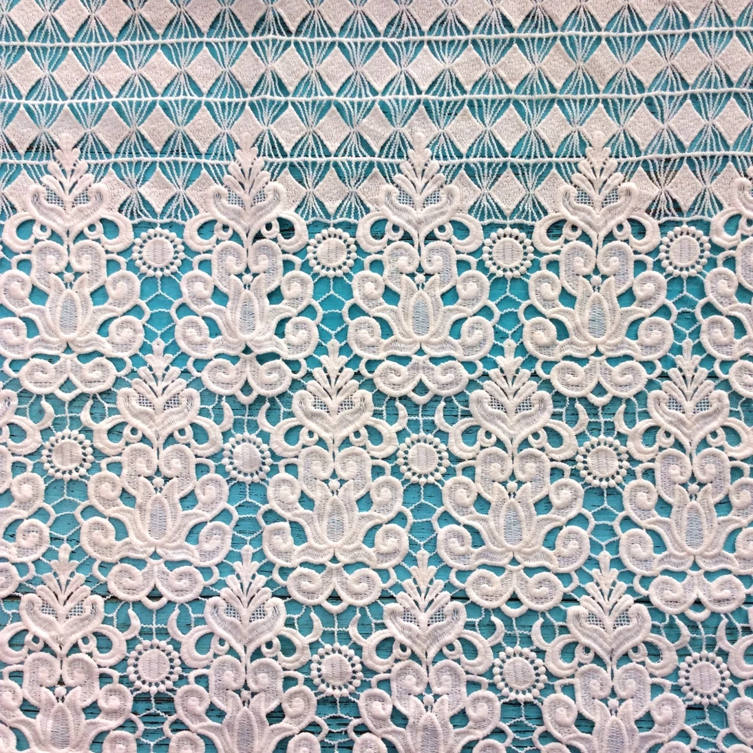 White Embroidery China Thick Wedding Lace Fabric