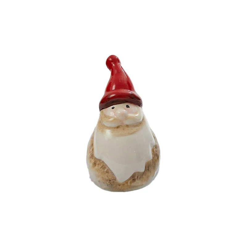 New Christmas retro ceramic small ornaments elf old man Christmas statue decorations ceramic Christmas craft statues