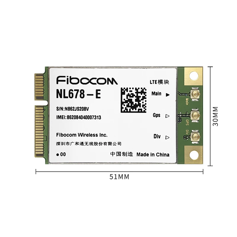 Fibocom NL678-E 4 аппарат не привязан к оператору сотовой связи Cat6 мини pcie модуль MDM9240 LTE-FDD WCDMA в Китае (стандарты CE, РГС/NCC/РКМ по ограничению на использование опасных материалов в производстве */HF */REACH *