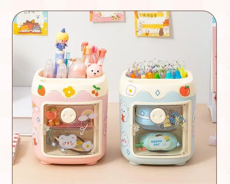 Spot New Products Cartoon Office Table Plastic Pen Holder Student Office Stationery Pig Nose Drawer Desk Organizer Pen Holder