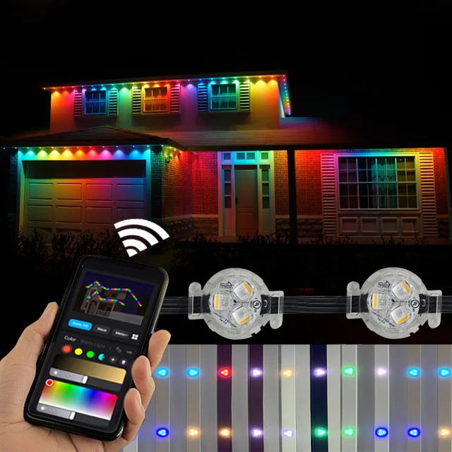 Christmas Outdoor RGB Colorful App Phone Smart Control LED Pixel Light Permanent Point Lights