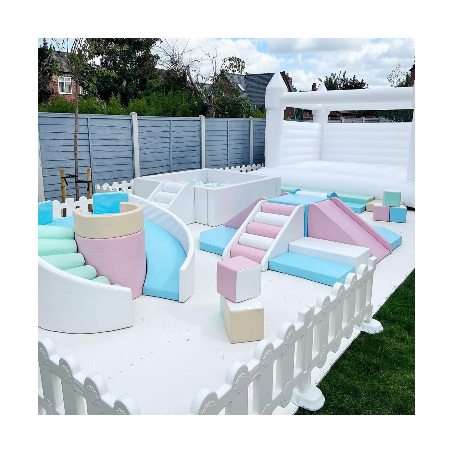 Commercial soft play kids Pastel white softplay equipment set indoor outdoor small kids playground soft play with ball pit