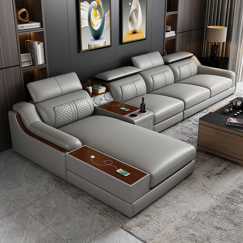 Explosive new product modern  sofa home living room adjustment functional leather sofa couch recline for hotel villa apartment