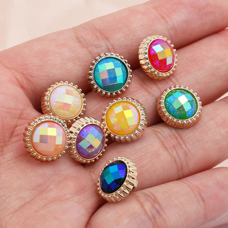 High Legged Colored Shirt Resin Button Circular Plastic Combination Buckle